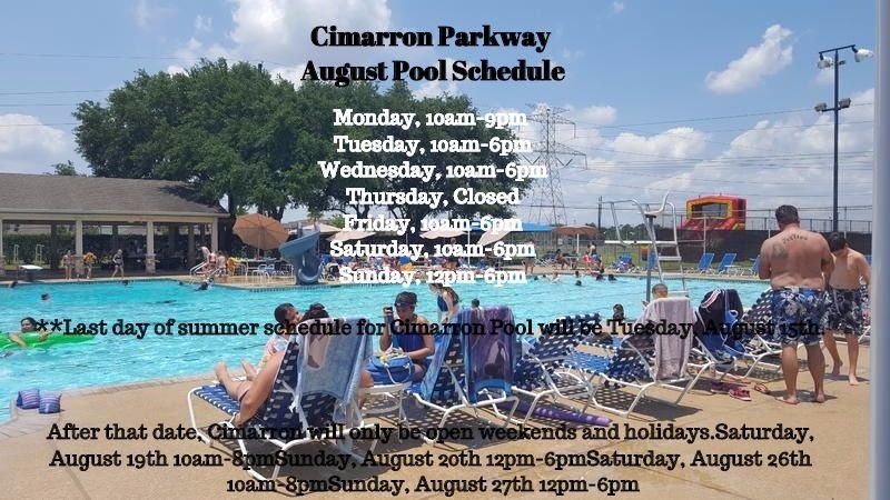 August Pool Schedule