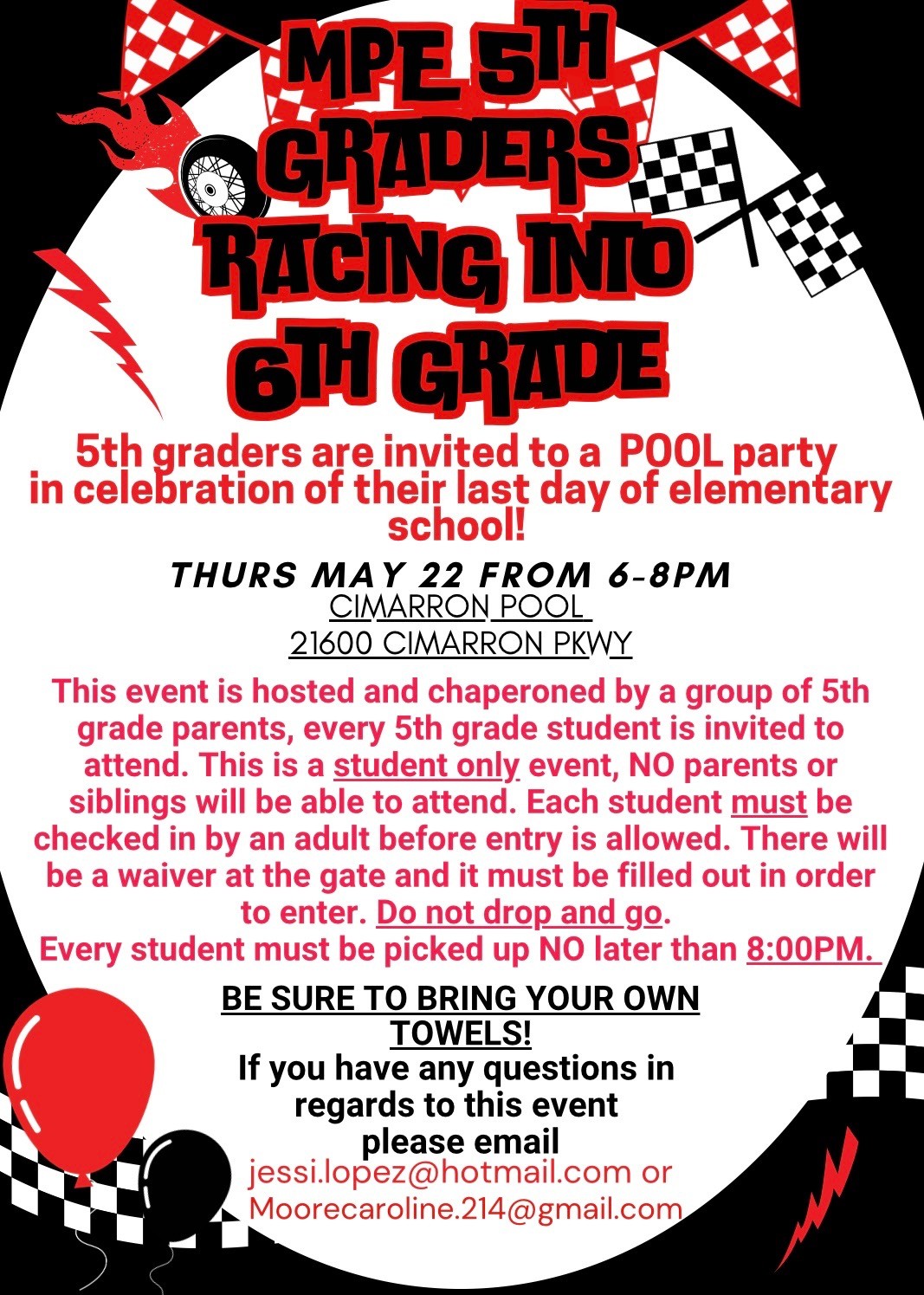 Memorial Parkway Elementary 5th Grade Pool Party